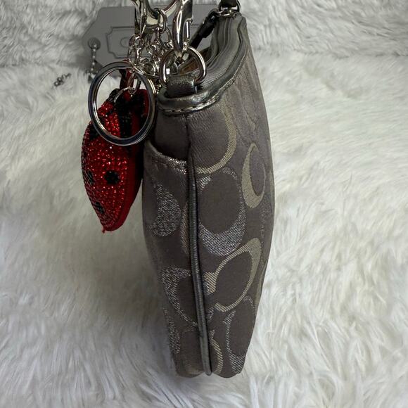 COACH y2k Gray Silver Signature Canvas  Mini Purse Wristlet - Picture 6 of 11